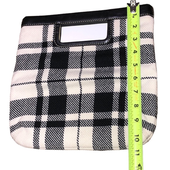 Banana Republic Black Plaid Clutch Leather Handle Bag - Picture 7 of 14